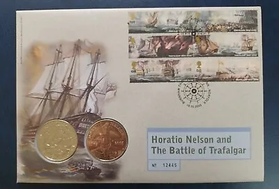 2005 Royal Mint Horatio Nelson And The Battle Of Trafalgar £5 Coin Cover X 2 PNC • £20