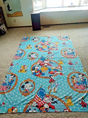 Vtg. 1976 Walt Disney Bicentennial 1776 Flat Twin Bed Sheet Mickey Pluto Donald • $14.99