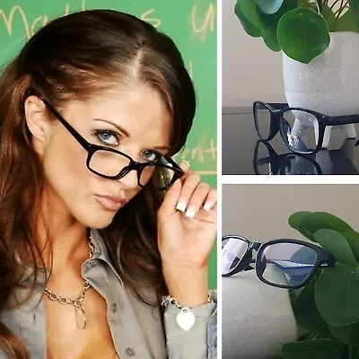 Hot Fashion Mens Womens Clear Lens Fake Glasses Unisex Black Frame New Look • £4.30