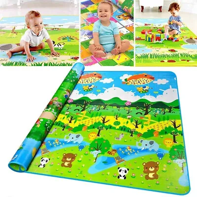 Baby Play Mat Large Kids Double Sided Crawl Educational Picnic Carpet 200x180cm • £10.99