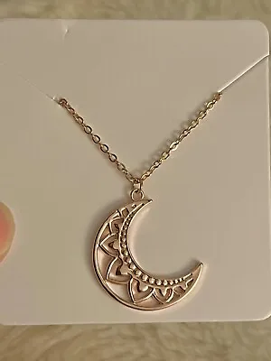 Beautiful Rose Gold Mandala Moon Pendant Necklace • $8