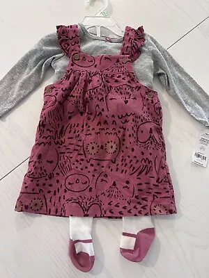 NWT Carter’s 3-Piece Jumper Set 18M Pink Owl Gray Top Tights Long Sleeve Overall • $19.99