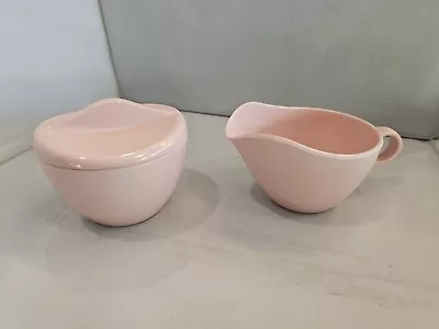 Vtg Pink Creamer And Sugar Bowl With Lid Mcm Windsor Melmac 1950 Melamine • $10