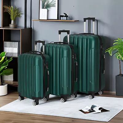 3PCS Classic Forest Green Trolley Luggage Suitcase & Rolling Travel Suitcase  • $118.99