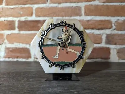 Vintage Marathon Runner Clock Mounted On Marble 1984 Works • $42.72