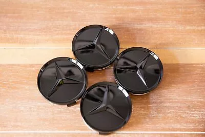 4PCS SET WHEEL CENTER HUB CAPS GLOSS BLACK FOR MERCEDES-BENZ AMG 75 Mm AU • $22.55