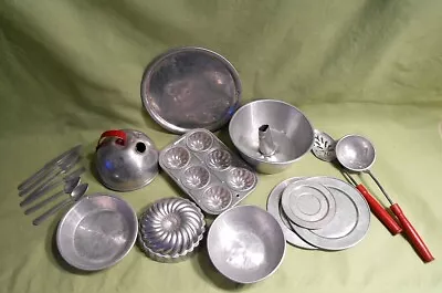 Vintage 18 Piece Children Metal Cookware & Utensils • $22