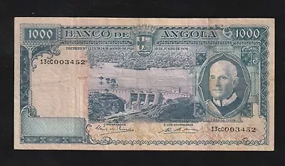 🇦🇴 ANGOLA  1000 Escudos 1970  Americo Tomas  P# 98 BANKNOTE • $30