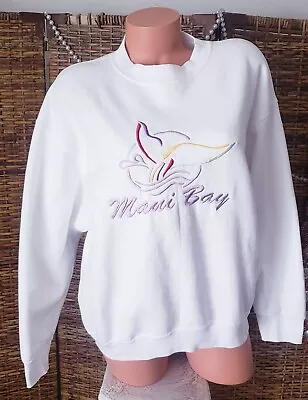 Vintage 90's Unisex Maui Bay Fishtail Embroidered Novelty Sweatshirt Pullover L • $19.99