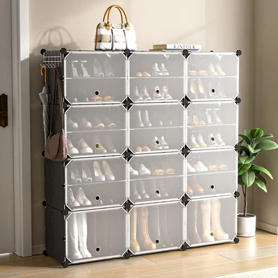 $69.90 • Buy Giantex Portable Shoe Cabinet 12-Cube DIY Shoe Rack Stackable Organizer Door