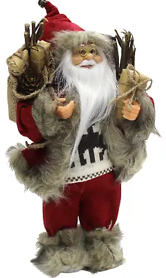 Father Christmas Santa Ornament 30cm Freestanding Christmas Santa Gifts Red Grey • £9.99