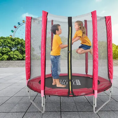 4.5/5FT Kid Trampoline With Safety Net Enclosure Children Outdoor Garden Fun Toy • £69.95