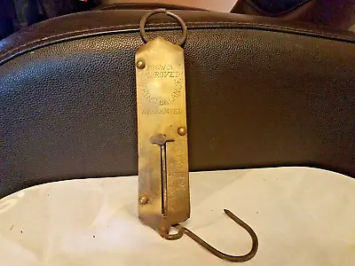 Vintage PS & W Co  Improved Brass Springe Balance 25 Lb Hanging Scale  USA • $9.99