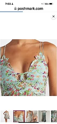NWT Free People Adella Floral Mini Dress Chemise In Sky Blue Small FREE SHIP • $38.99
