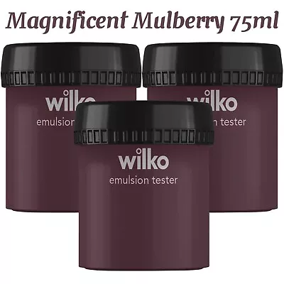 Wilko Emulsion Paint For Walls Tester Pots 3 X 75ml - Magnificent Mulberry • £9.99