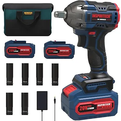 INSPIRITECH Impact Wrench 1/2 Inch Cordless Impact Gun With 2 Batteries • $79.99