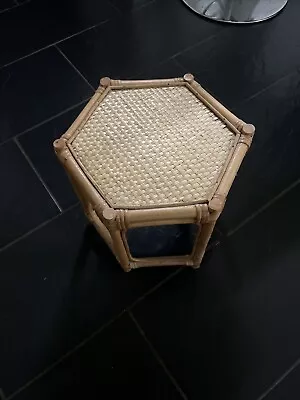 Vintage Bamboo Cane Table Plant Stand Tiki Boho Hexagonal 1960/70s VGC • £30