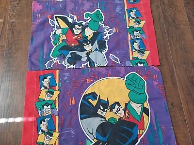 Vintage 1995 DC Comics Batman And Robin Cartoon Standard Pillowcases - Pair • $19.99