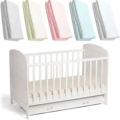 Cot Bed Jersey Fitted Sheets Deluxe Baby 100% Cotton 140x70cm - Pack Of 2 • £9.99