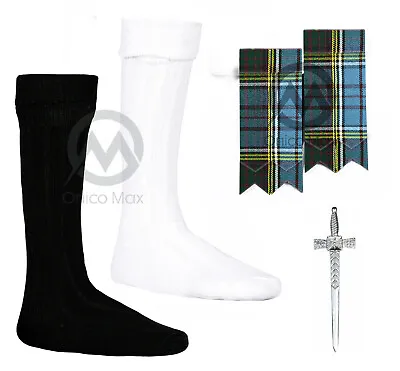 Scottish Men Tartan Flashes Acrylic Traditional Kilt Pin Tartan Great Kilt Socks • $19.60