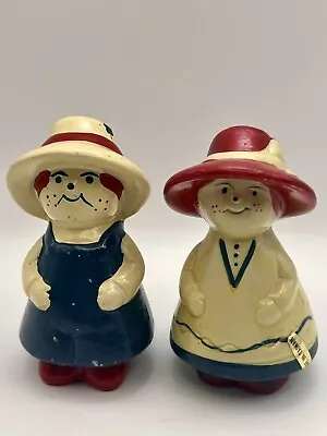 Vintage Girl Boy Taiwan Salt & Pepper Shakers Cute Couple Ceramic • $13.35