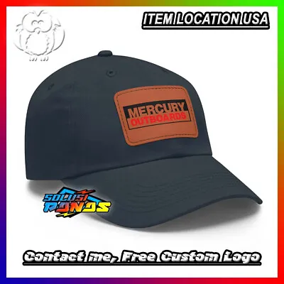 New Item!! MERCURY OUTBOARDS Logo Hat With Leather Patch Navy • $28.50