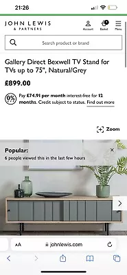 £750 • Buy New John Lewis Bexwell TV Stand For TVs Up To 75 , Natural/Grey Free Delivery