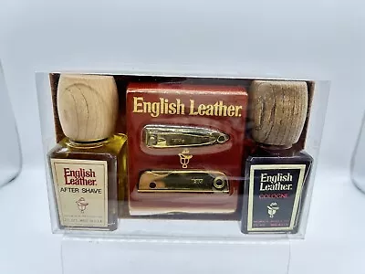 New ENGLISH LEATHER Cologne After Shave + Trim Nail Set **VINTAGE RARE CLASSIC! • $40