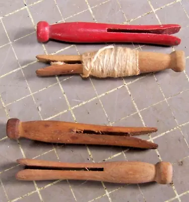 Vintage Lot Of 4 Small 2 3/8   Wooden Clothespins Doll Toy • $5