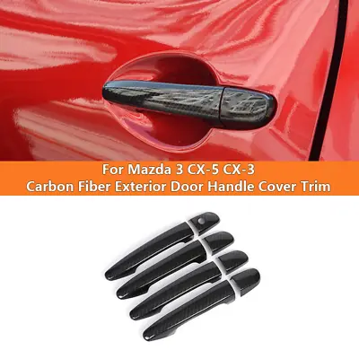 For Mazda 3 CX-5 CX-3 Carbon Fiber Exterior Door Handle Cover Trim • $25.89
