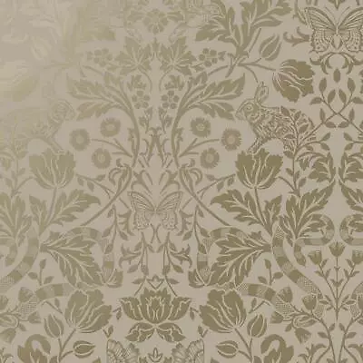 Holden Decor Metallic Mirrored Floral Neutral Wallpaper 13422 - Gold Birds Snake • £10.99