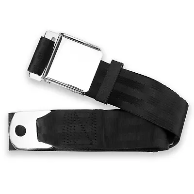 Chrome Latch Black Lap Seat Belt & Bolt Kit Classic Musclecar Truck • $59.95