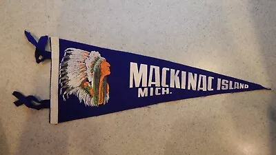 Mackinac Island Mich. Pennant Or Banner With Indian Chief Image - Circa 1950 • $27.99