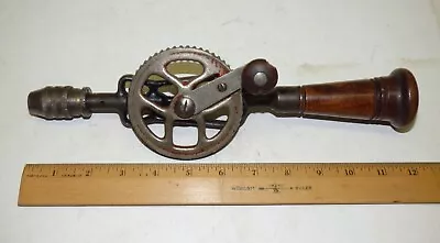 Antique Red Head 110 Eggbeater Hand Crank Drill Tool Wood Handled Cast Iron Vtg • $9.99