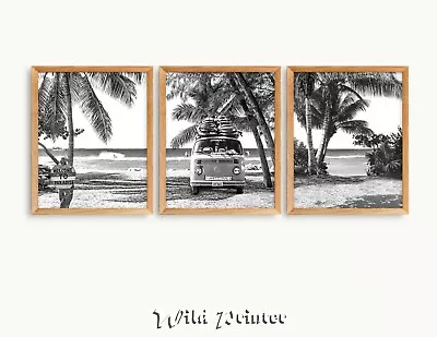 Vintage VW Bus Print Set Retro Summer Surf Wall Art Hippie Beach Van Poster • $88