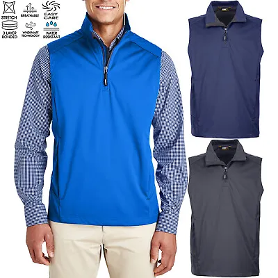 Men's Lightweight 3 Layer Knit Tech-Shell Water Resistant Quarter Zip Vest NEW! • $15.50