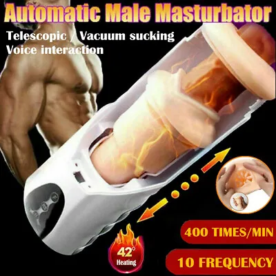 Masturbaters Automatic HandsFree Male Telescopic Heating Cup Stroker Men Sex Toy • $48.90