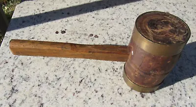£60.70 • Buy Antique Original Brass Ring Wooden Mallet - Wood Carver - Factory - Brewery ?