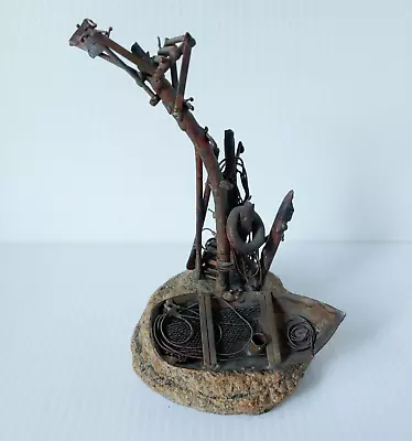 Signed Cerizzi 1970'S Vintage Metal Sculpture Nautical Mix Material Natural Rock • $24.99