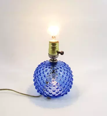 Vintage Cobalt Blue  Hobnail Glass Table Lamp E.P.P. & Co. Crystal Paulux  RARE • $49.95