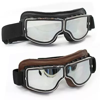 Retro Pilot Aviator Flying Goggles Vintage Motorcycle Racer Cruiser Old School • $24.95