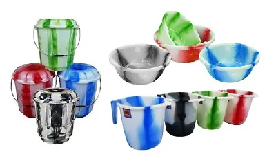 Water Mixing Bucket With Metal Handle And Lid/Washing Up Bowl/Jug/Mug Random Any • £8.99