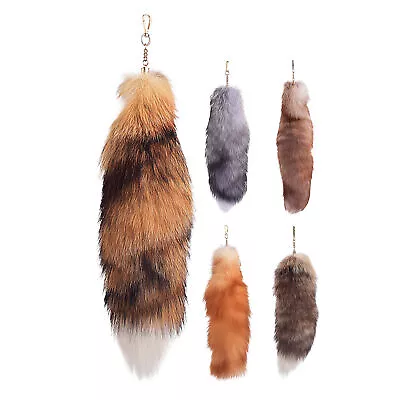 15 Fox Soft Tail Keychain Bag Charm Bag Pendant Party Cosplay Fluffy Toy Keyring • $13.15