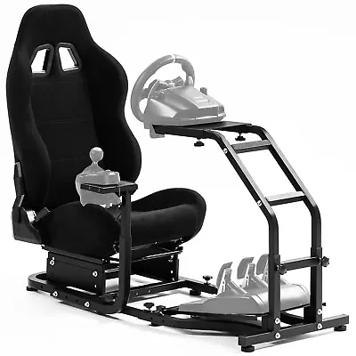 Hottoby Racing Simulator Cockpit Stand With Black Seat Fit For Logitech G920 G29 • $257.99