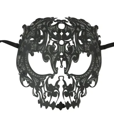 Black Skull Metal Laser Cut Masquerade Prom Mask • $24.99