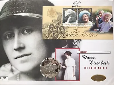 Falkland Islands 2002 Silver Proof 50 Pence Coin & Stamps Cover ~ Queen Mother • £19.99