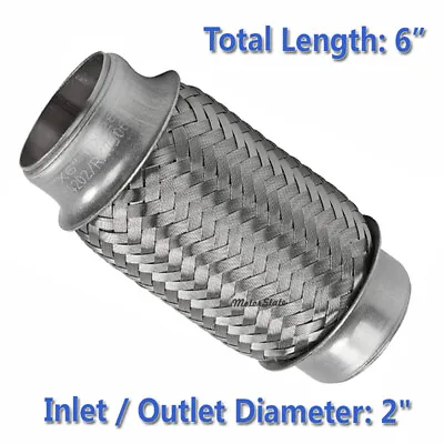 Flexible Series Stainless Steel Double Braided Exhaust Pipe 2  X 6 Inch 6  OL • $15.10