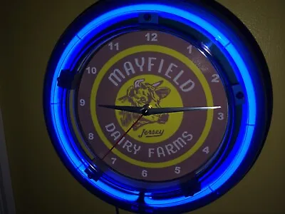Mayfield Dairy Jersey Cow Milk Dairy Kitchen Neon Wall Clock Advertising Sign • $99.99