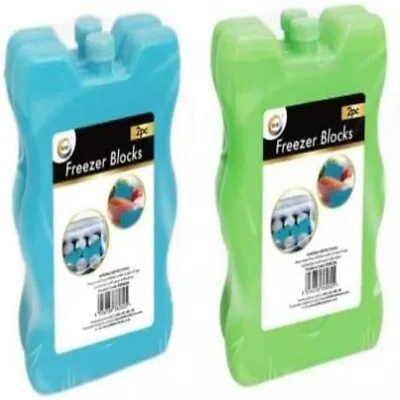 4 Pack Green And Blue Ice Packs Freezer Blocks Cools For Cool Boxes Lunch Bags • £7.49