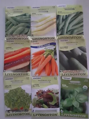 Lot Of  9 Packs Of Vegetable Seeds  By Livingston Seed Company Old Stock • $2